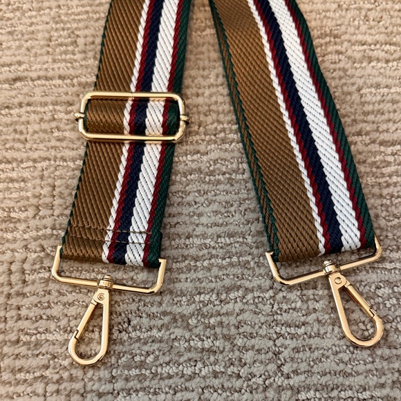 Striped Adjustable Bag Strap with Gold Hardware - Picture 2 of 2